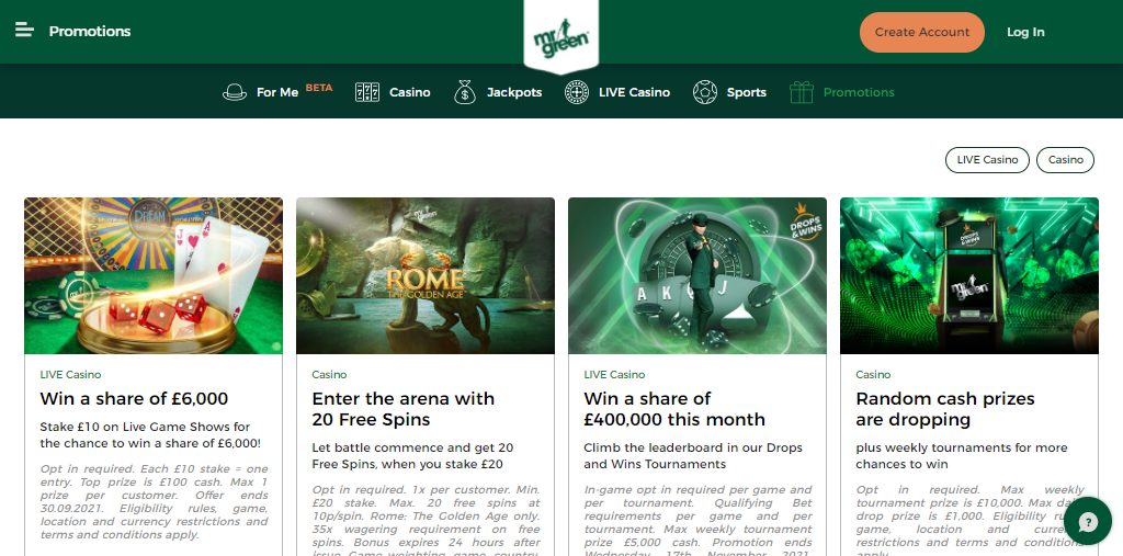 Mr green casino promotions