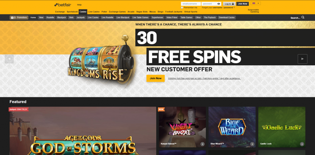 betfair casino homepage